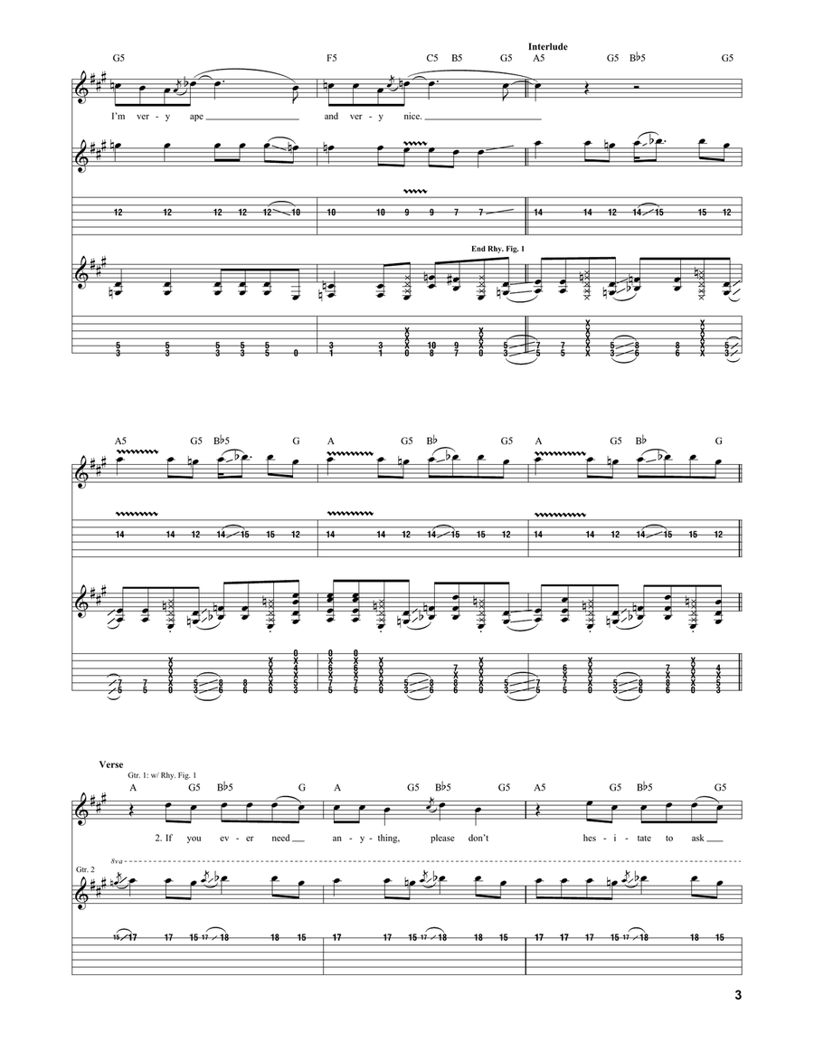 Very Ape Guitar Tablature scores gallery preview page 3