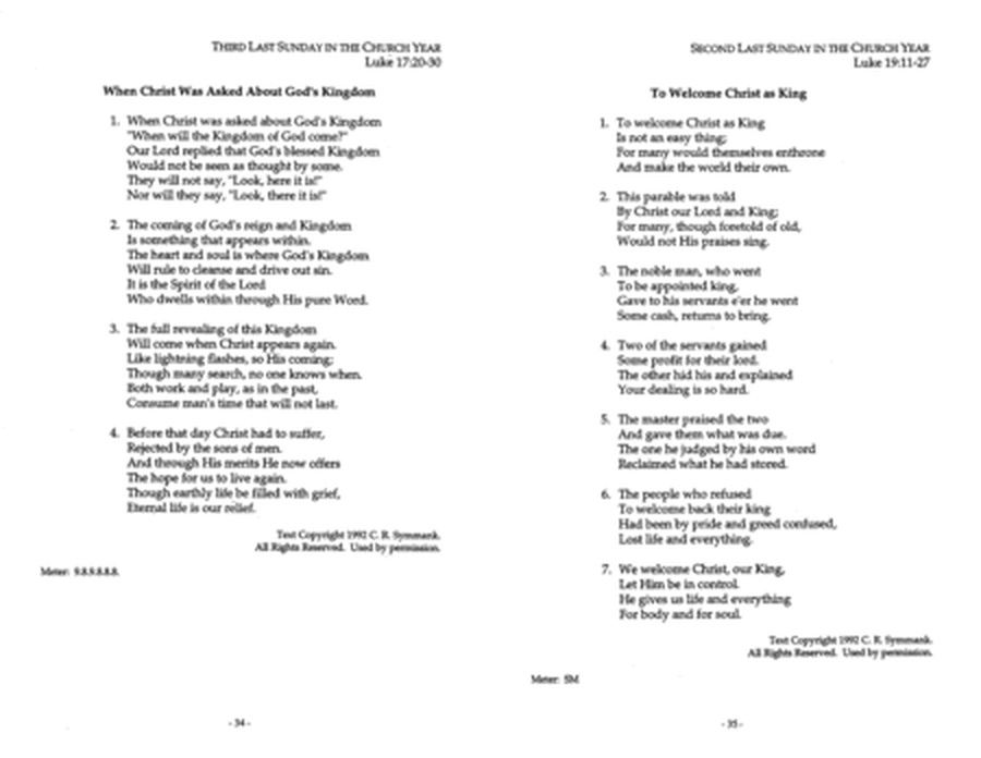 The Gospel Narrative Hymns for the Pentecost Season Series C