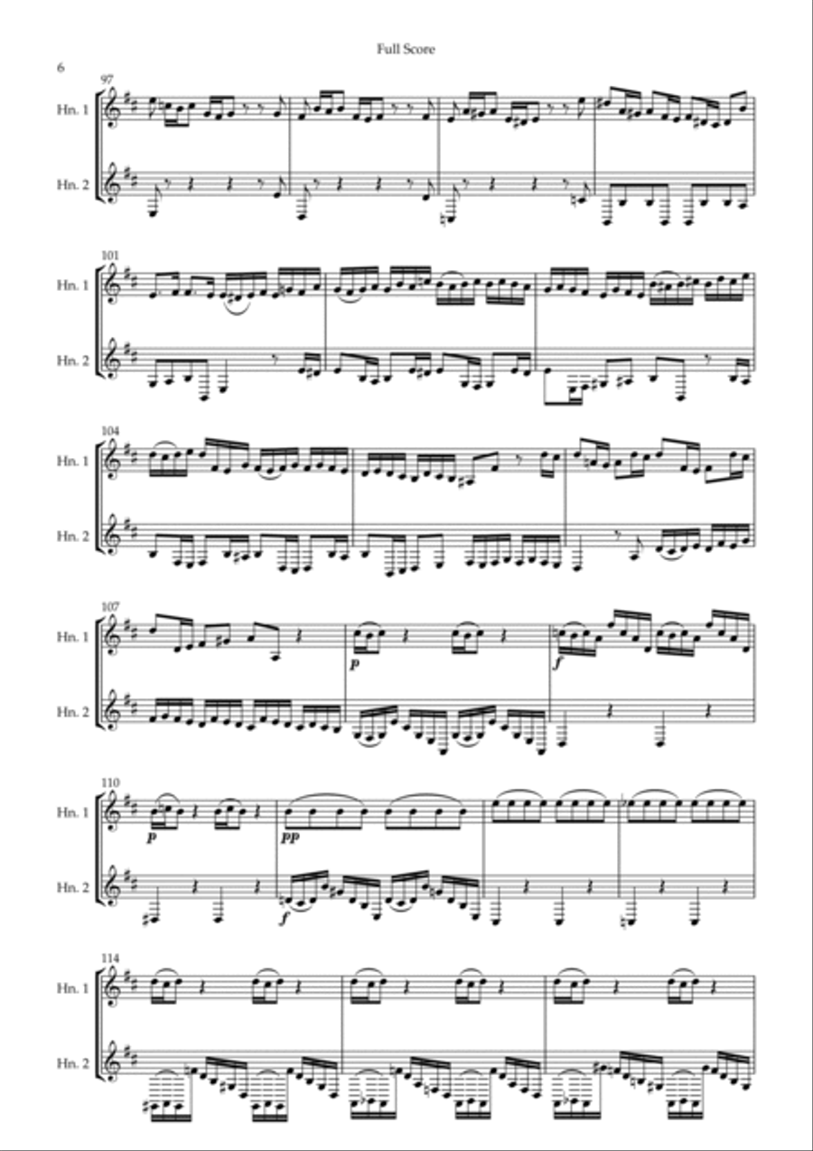 Brandenburg Concerto No. 3 in G major, BWV 1048 1st Mov. (J.S. Bach) for Horn in F Duo Brass Duet scores gallery preview page 6