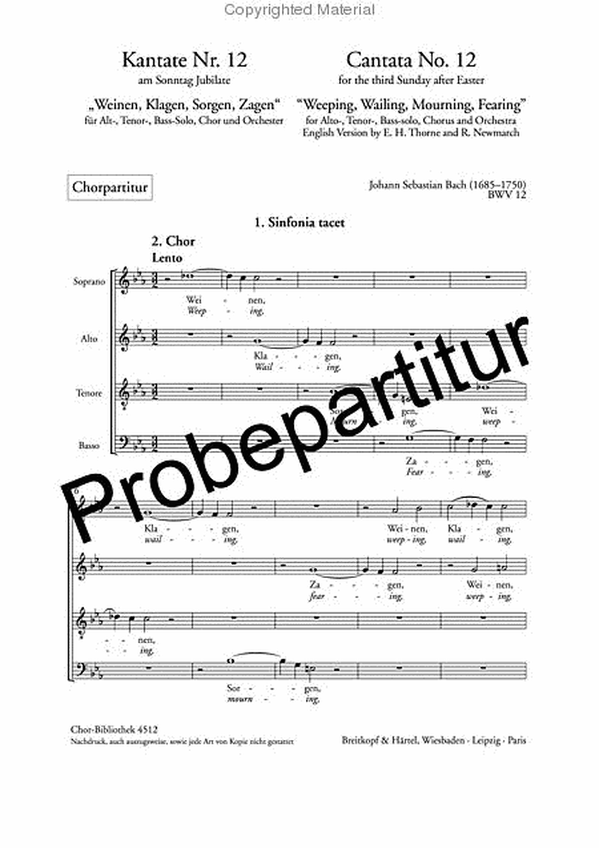 Cantata BWV 12 "Weeping, wailing, mourning, fearing"
