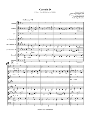 Canon in D (Pachelbel) (D) (Woodwind Octet - 2 Flute, 1 Oboe, 3 Clar, 1 Hrn, 1 Bassoon) (1 Flute, 1