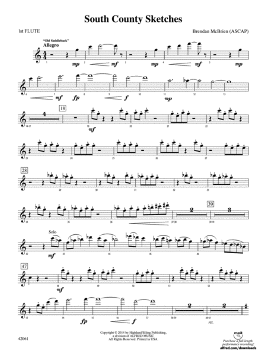 South County Sketches: Flute Full Orchestra scores gallery preview page 1