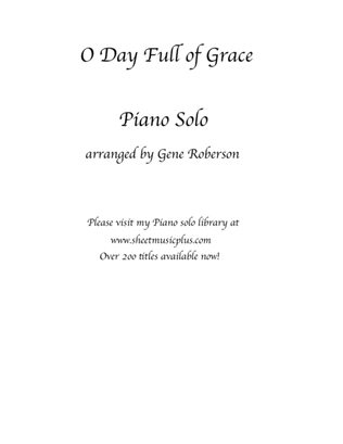 O Day Full of Grace Piano Solo