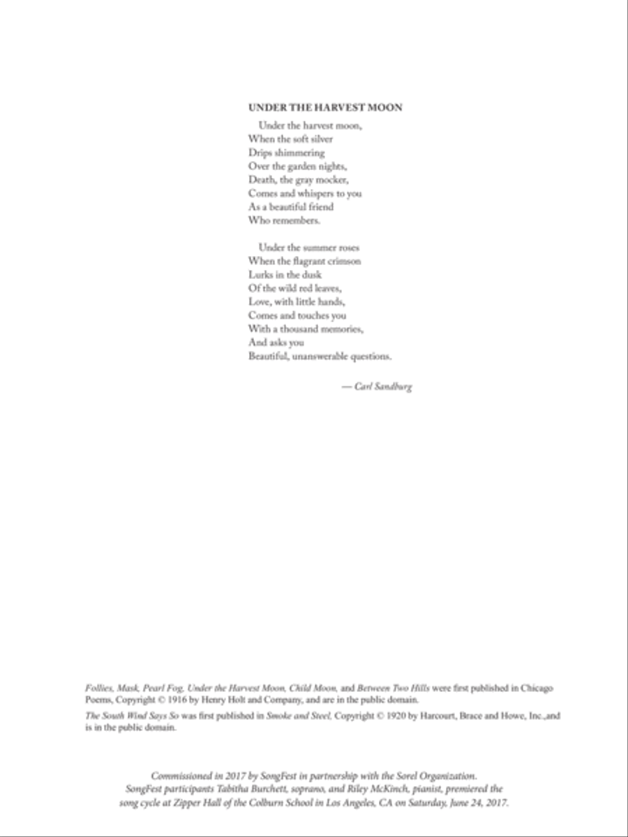 When the South Wind Sings: Under the Harvest Moon Soprano Voice scores gallery preview page 1