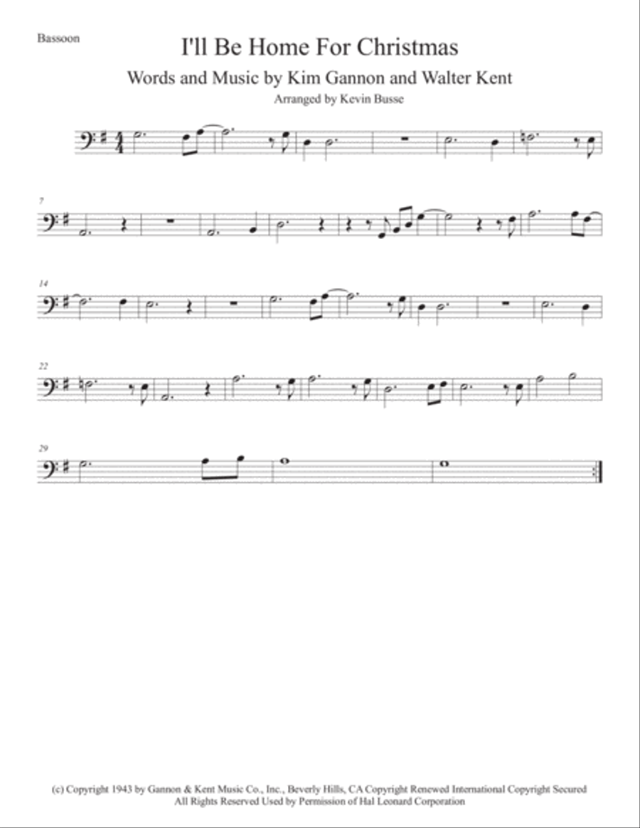 I'll Be Home For Christmas Bassoon Solo scores gallery preview page 1