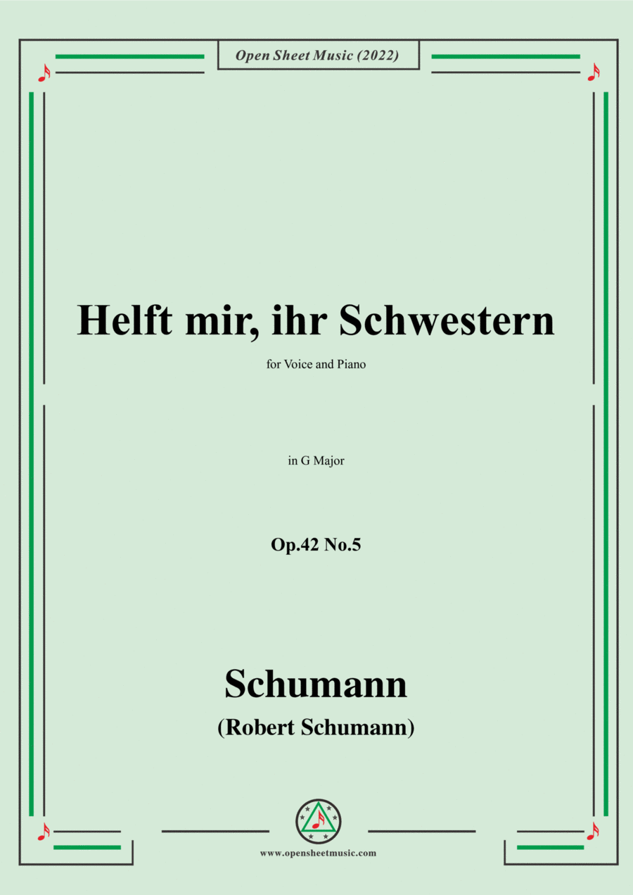 Schumann-Helft mir,ihr Schwestern,Op.42 No.5,in G Major Voice scores gallery preview page 1