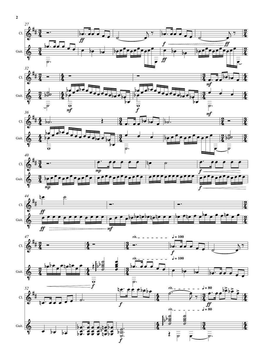 Motor Bus for clarinet and guitar inspired by the poem by A D Godley B-Flat Clarinet scores gallery preview page 4