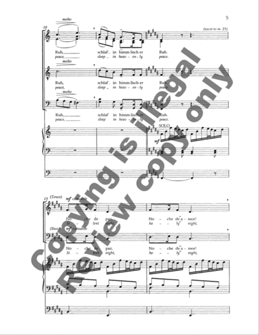Silent Night (Stille Nacht/Noche de Paz) 4-Part scores gallery preview page 13