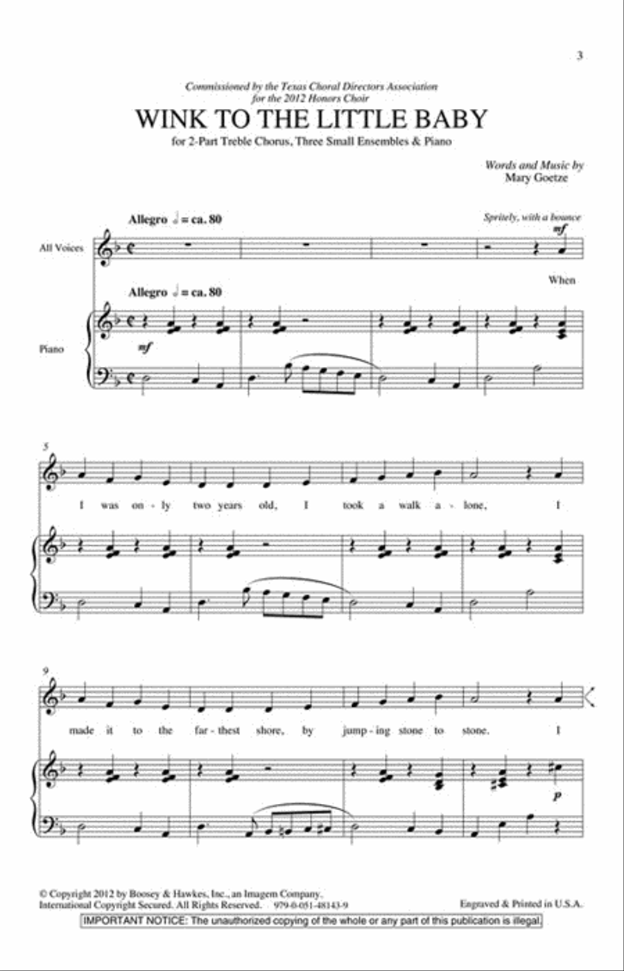 Wink to the Little Baby Wink to the Little Baby 2-Part scores gallery preview page 2