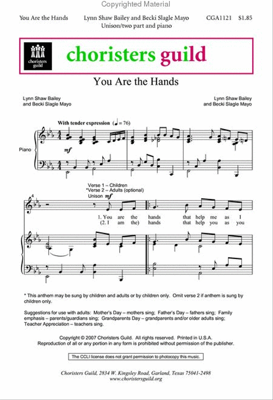 You Are the Hands 2-Part scores gallery preview page 2