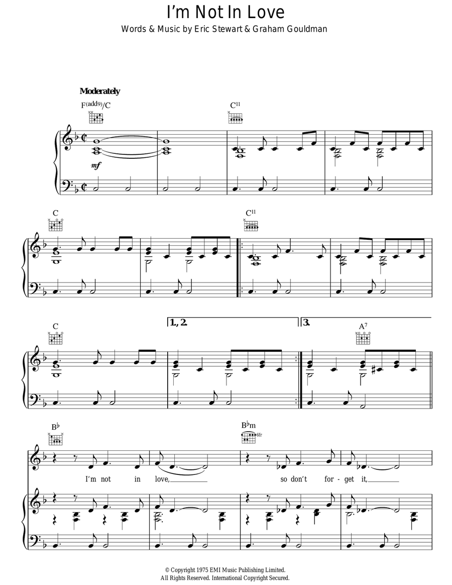 I'm Not In Love I'm Not In Love Acoustic Guitar scores gallery preview page 1