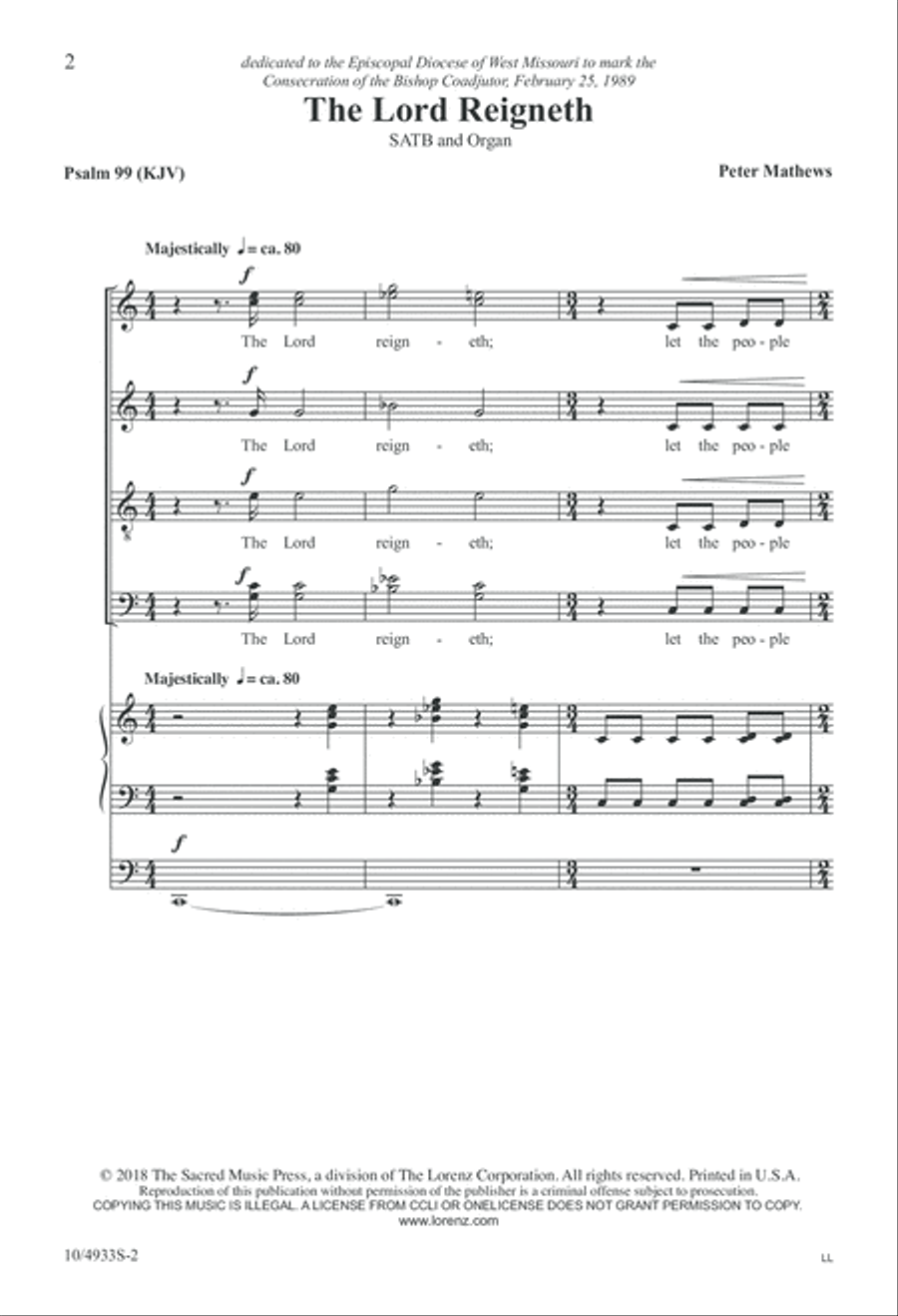 The Lord Reigneth The Lord Reigneth 4-Part scores gallery preview page 2