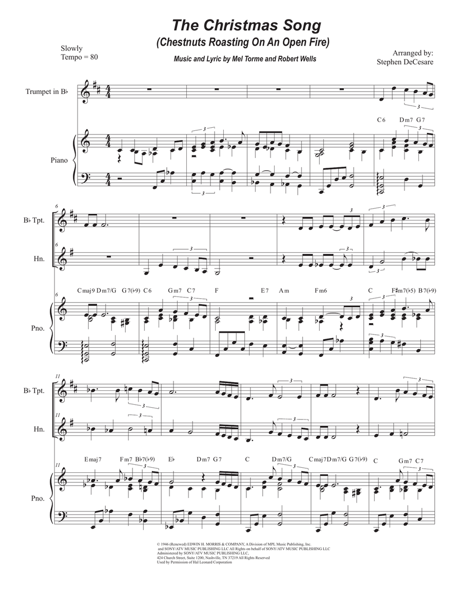 The Christmas Song (Chestnuts Roasting On An Open Fire) Brass Duet scores gallery preview page 1