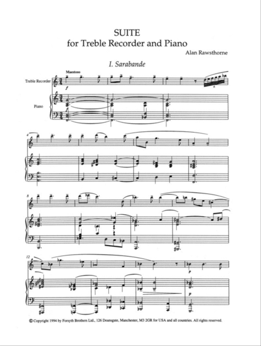 Suite for Treble Recorder and Piano