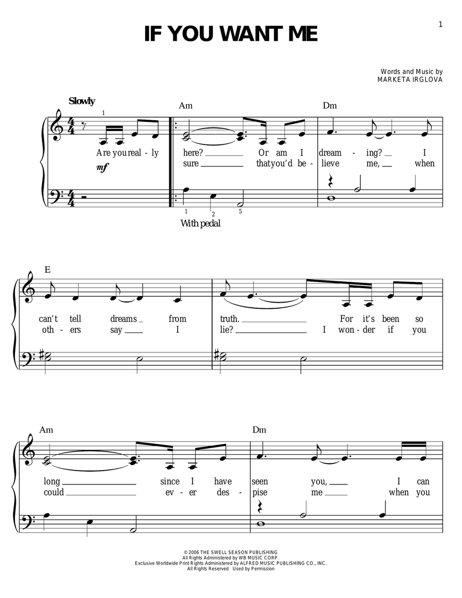 If You Want Me Easy Piano scores gallery preview page 1