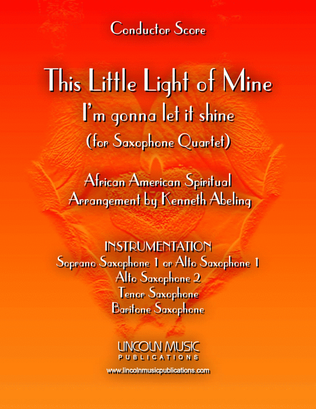 Book cover for This Little light of Mine (for Saxophone Quartet SATB or AATB)