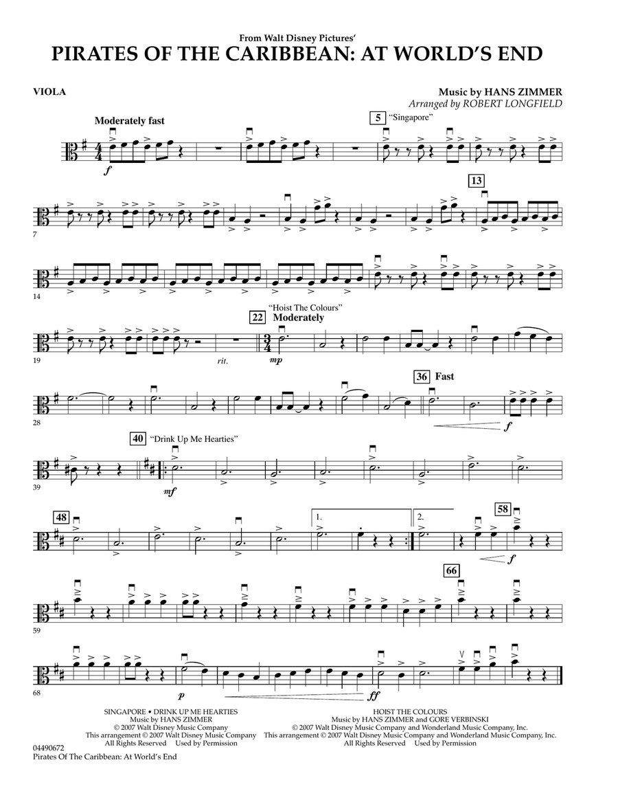Pirates of the Caribbean: At World's End - Viola Orchestra scores gallery preview page 1