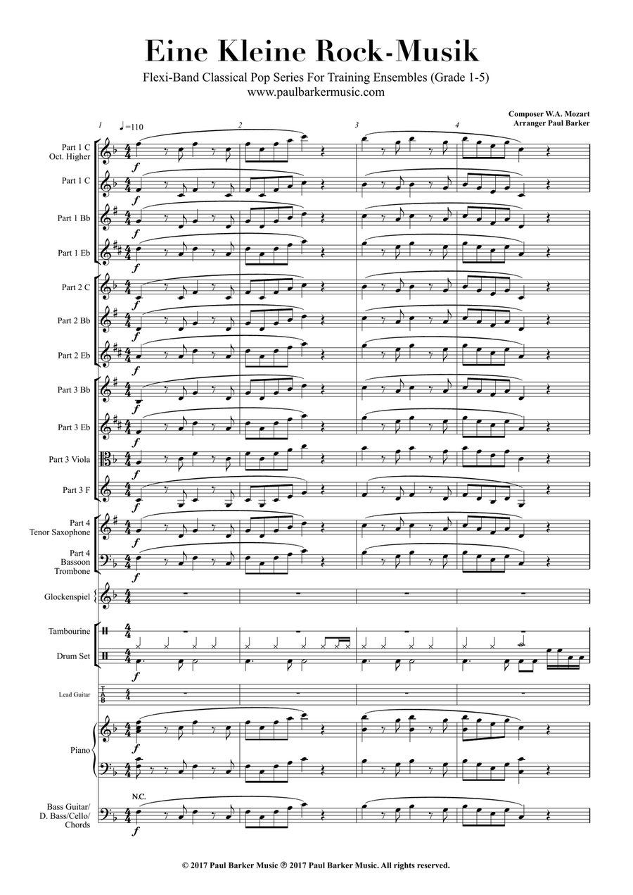 Eine Kleine Rock-Musik (Flexible Instrumentation) Concert Band scores gallery preview page 4