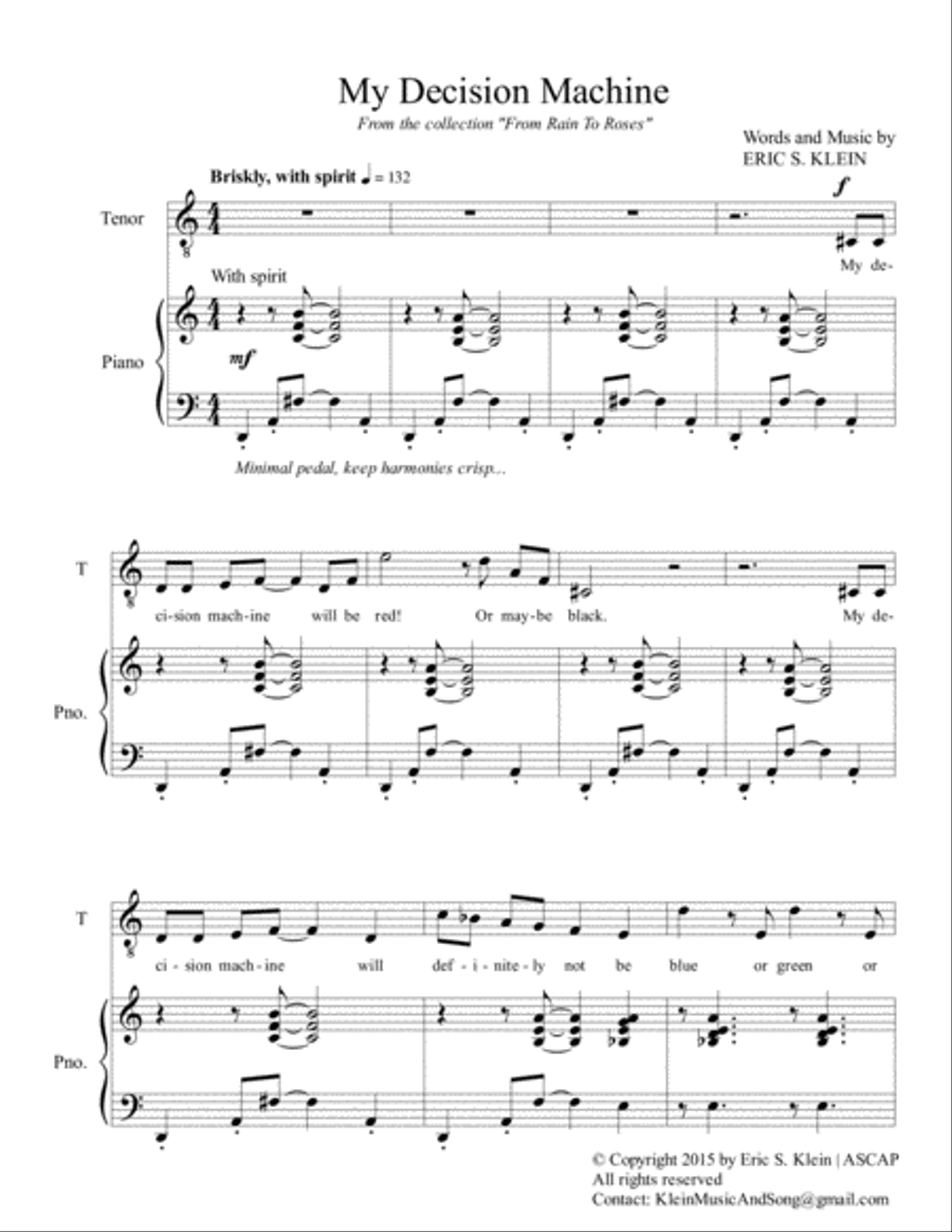My Decision Machine Tenor Voice scores gallery preview page 1
