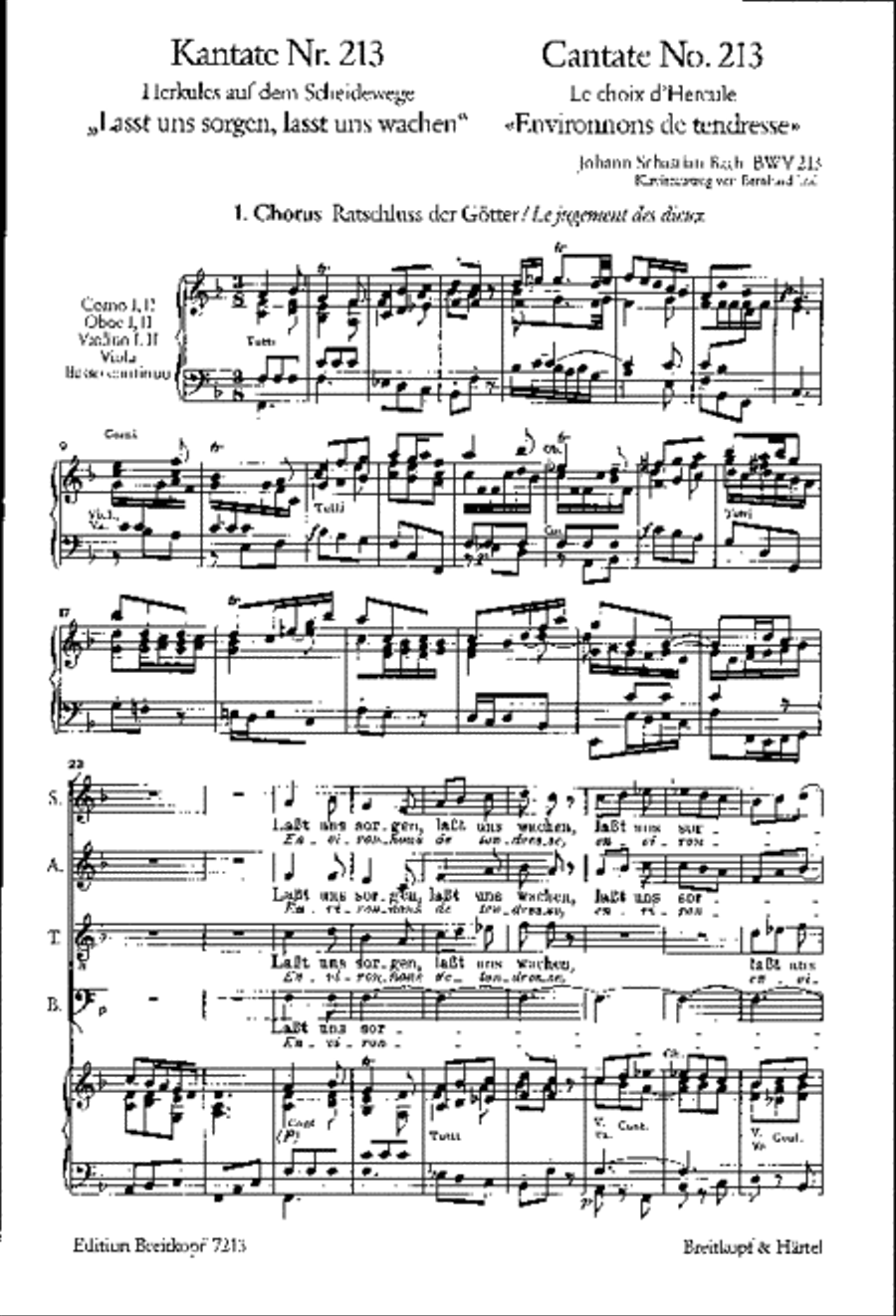 Cantata BWV 213 “Lasst uns sorgen, lasst uns wachen” 4-Part scores gallery preview page 2