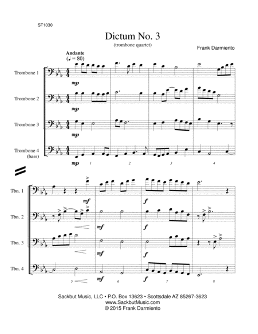 Dictum No. 3 Brass Ensemble scores gallery preview page 1