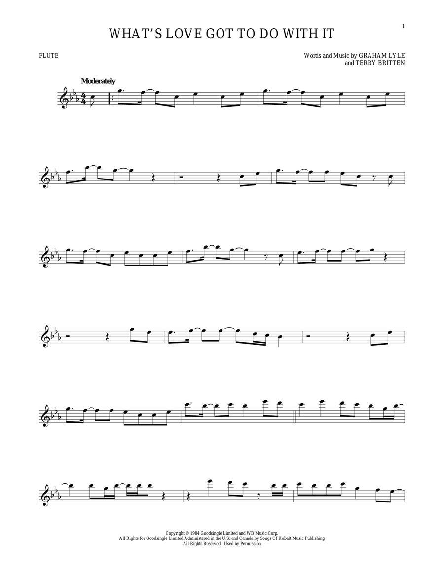 What's Love Got To Do With It Flute Solo scores gallery preview page 1