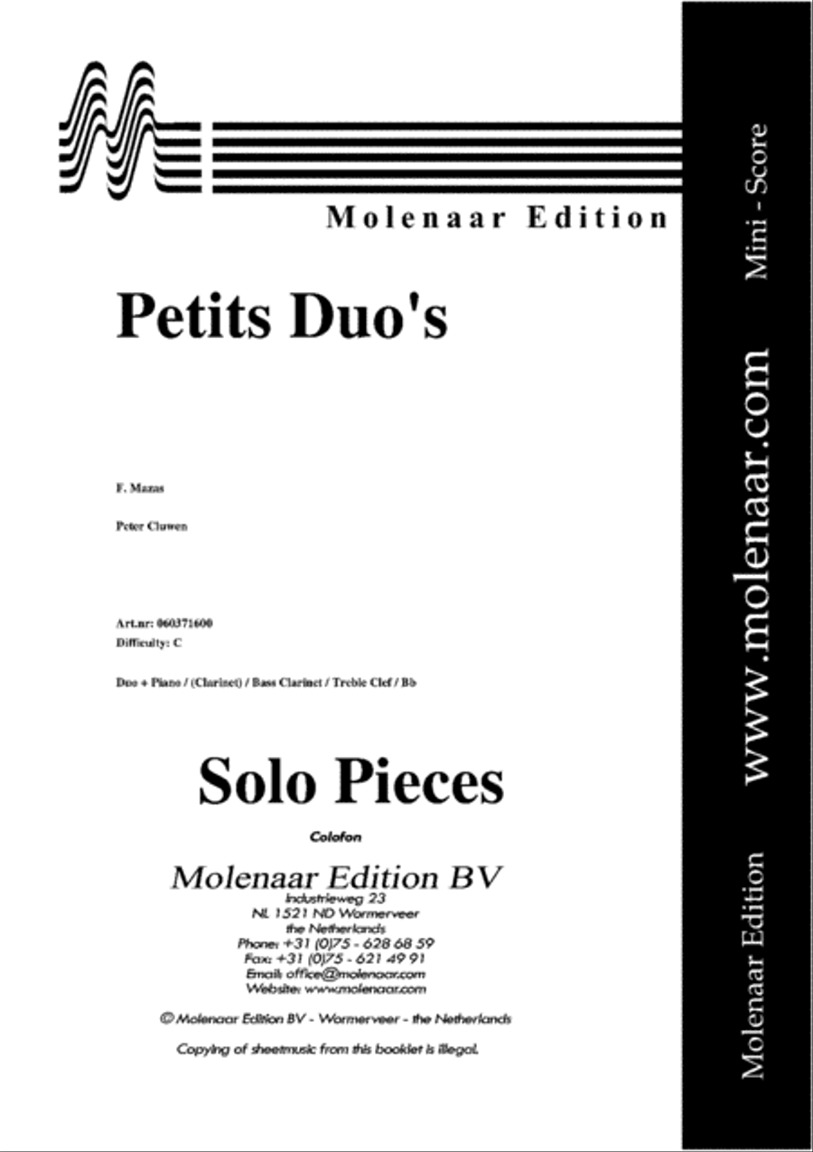 Petits Duos No. 1 Clarinet Duet scores gallery preview page 2
