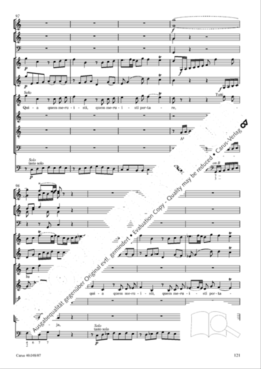 Regina coeli in B-Flat Major, K. 127 4-Part scores gallery preview page 122
