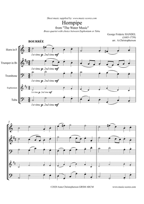 Hornpipe from the Water Music - Brass Quartet (French Horn, Trumpet, Trombone, Euphonium or Tuba)