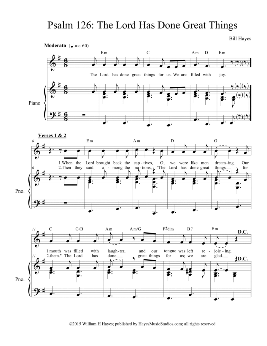 Psalm 126: The Lord Has Done Great Things (iii) - Piano/Vocal Voice scores gallery preview page 1