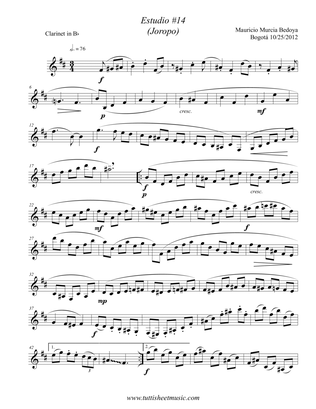 Etude #14 (Joropo), for Solo Clarinet