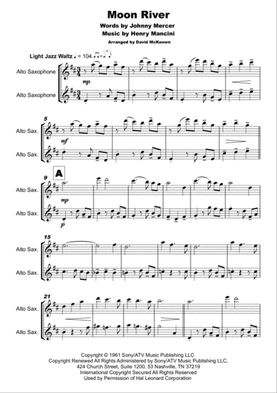 Moon River Woodwind Duet scores gallery preview page 2