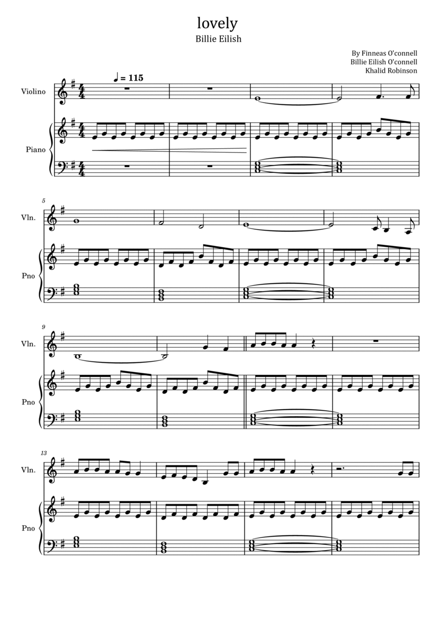 Lovely Lovely Violin Solo scores gallery preview page 1
