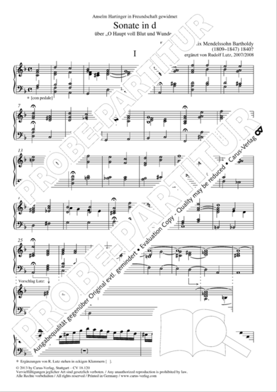 Sonata in D minor about the chorale O Haupt voll Blut und Wunden Organ scores gallery preview page 6