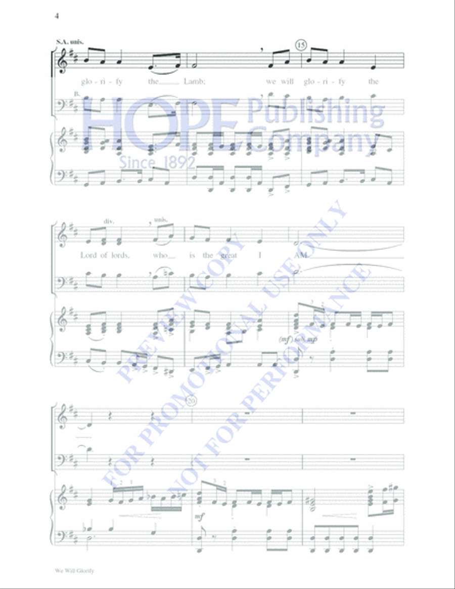 We Will Glorify 4-Part scores gallery preview page 4