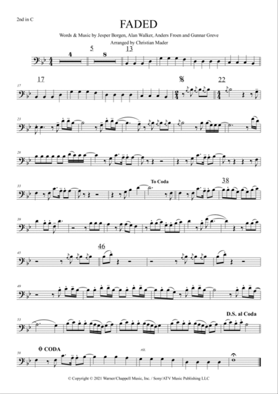 Faded Trombone Duet scores gallery preview page 6
