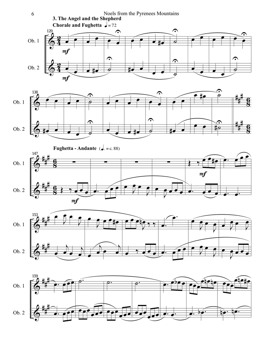 Noels from the Pyrenees Mountains - oboe duet Woodwind Duet scores gallery preview page 6