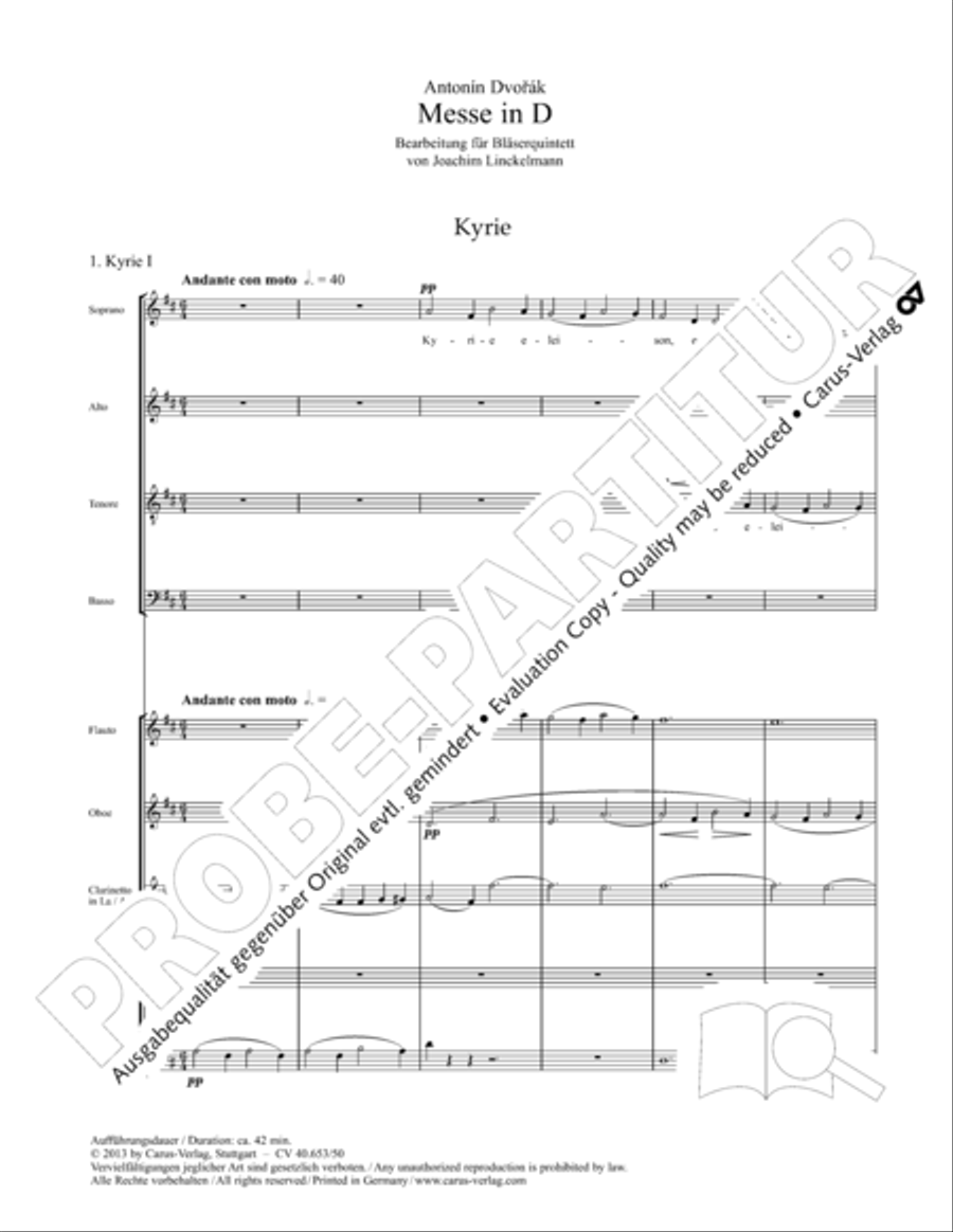 Mass in D Major (Missa in D) 4-Part scores gallery preview page 5