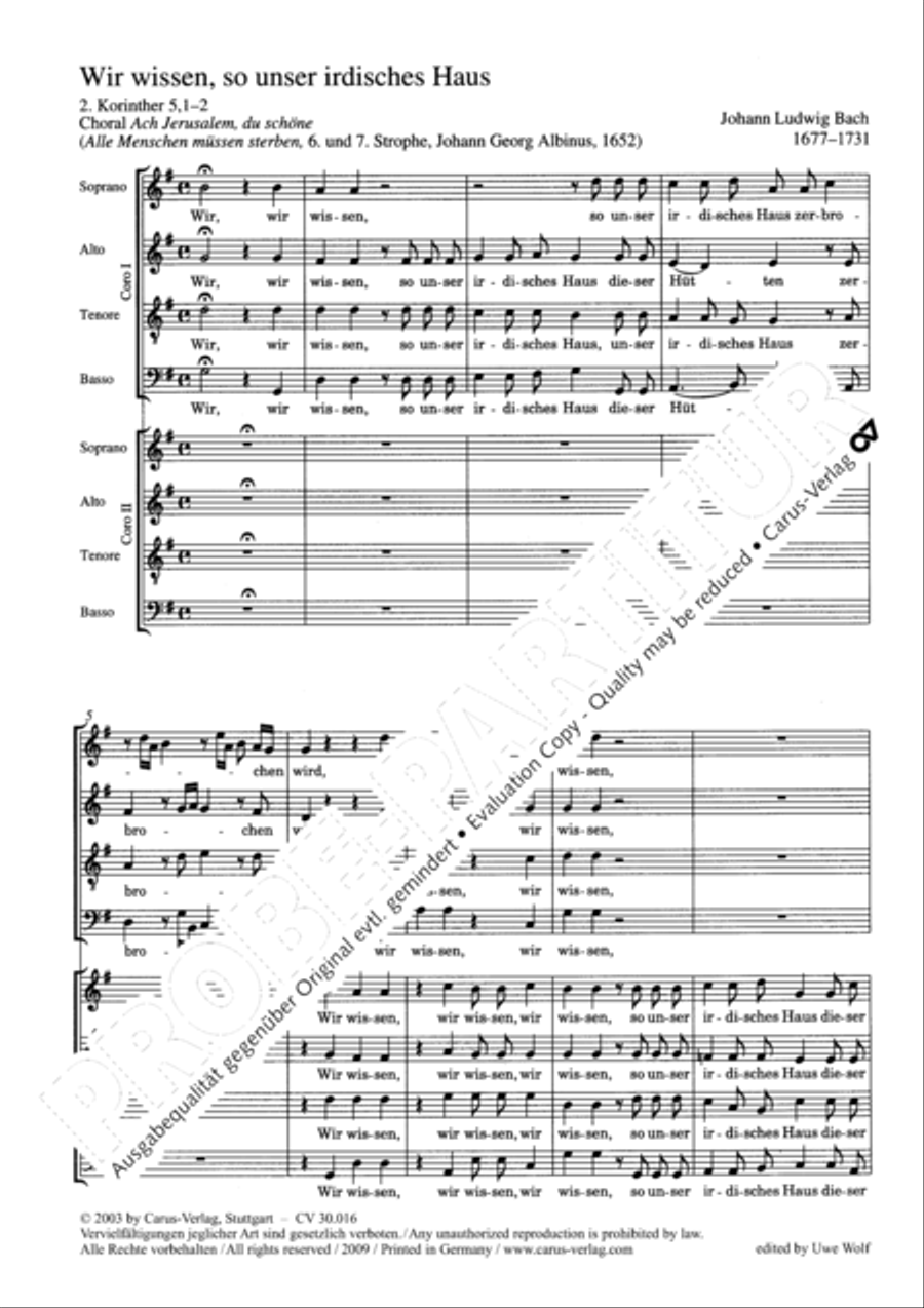 Wir wissen, so unser irdisches Haus 4-Part scores gallery preview page 3