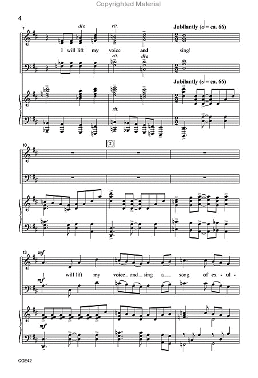 I Will Lift My Voice and Sing! (SATB) 4-Part scores gallery preview page 3