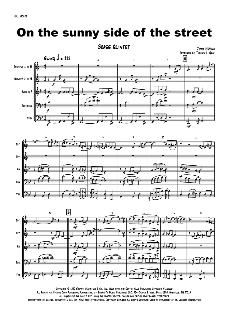 On The Sunny Side Of The Street Brass Ensemble scores gallery preview page 1