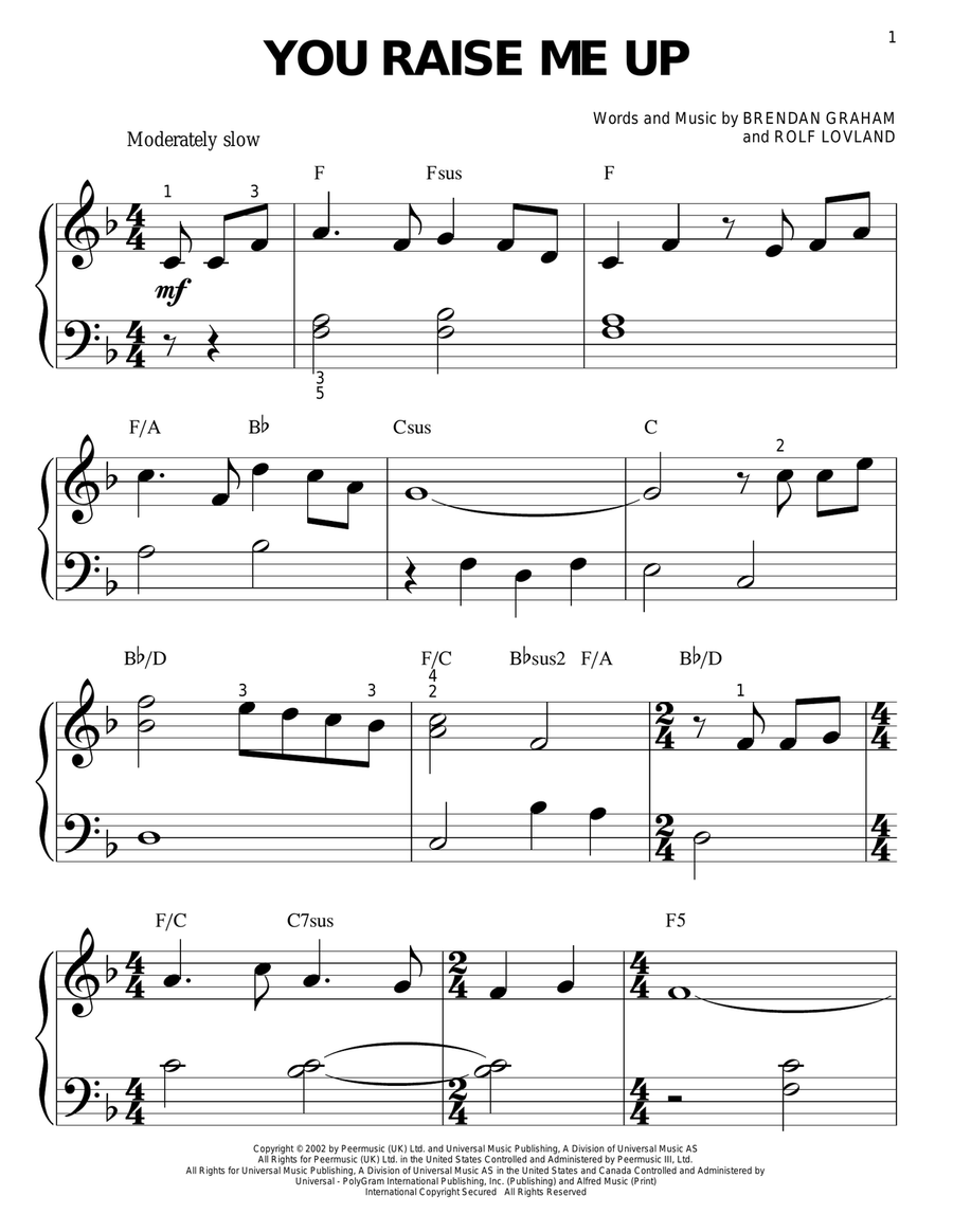You Raise Me Up Easy Piano scores gallery preview page 1