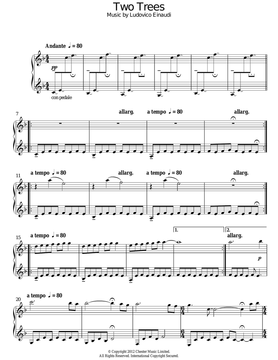 Two Trees Two Trees Piano Solo scores gallery preview page 1