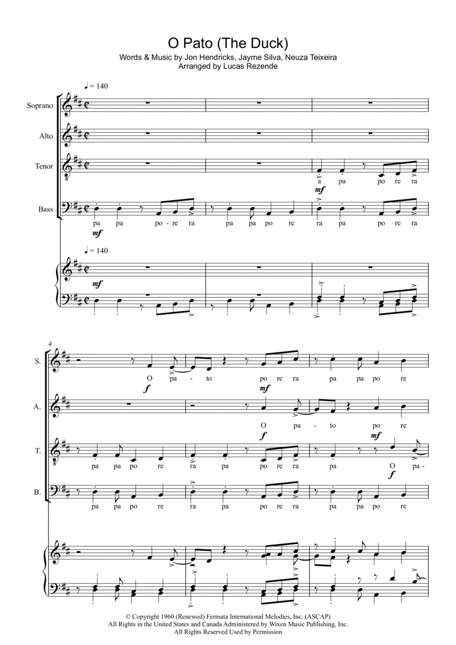 O Pato (the Duck) 4-Part scores gallery preview page 1
