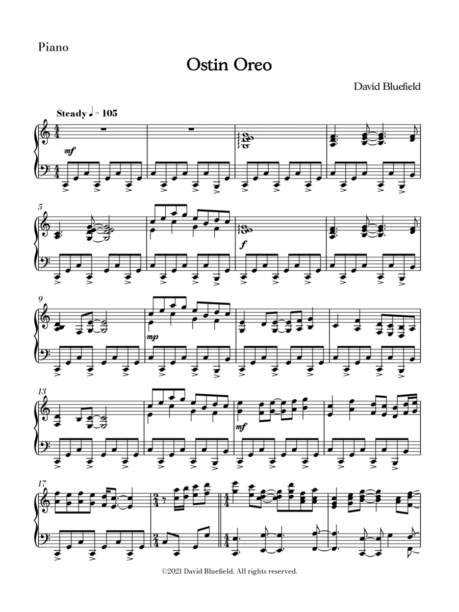 Ostin Oreo Piano Solo scores gallery preview page 1