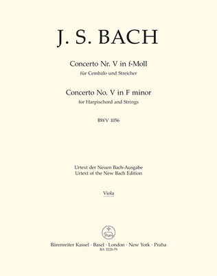 Book cover for Concerto for Harpsichord and Strings No. 5 f minor BWV 1056