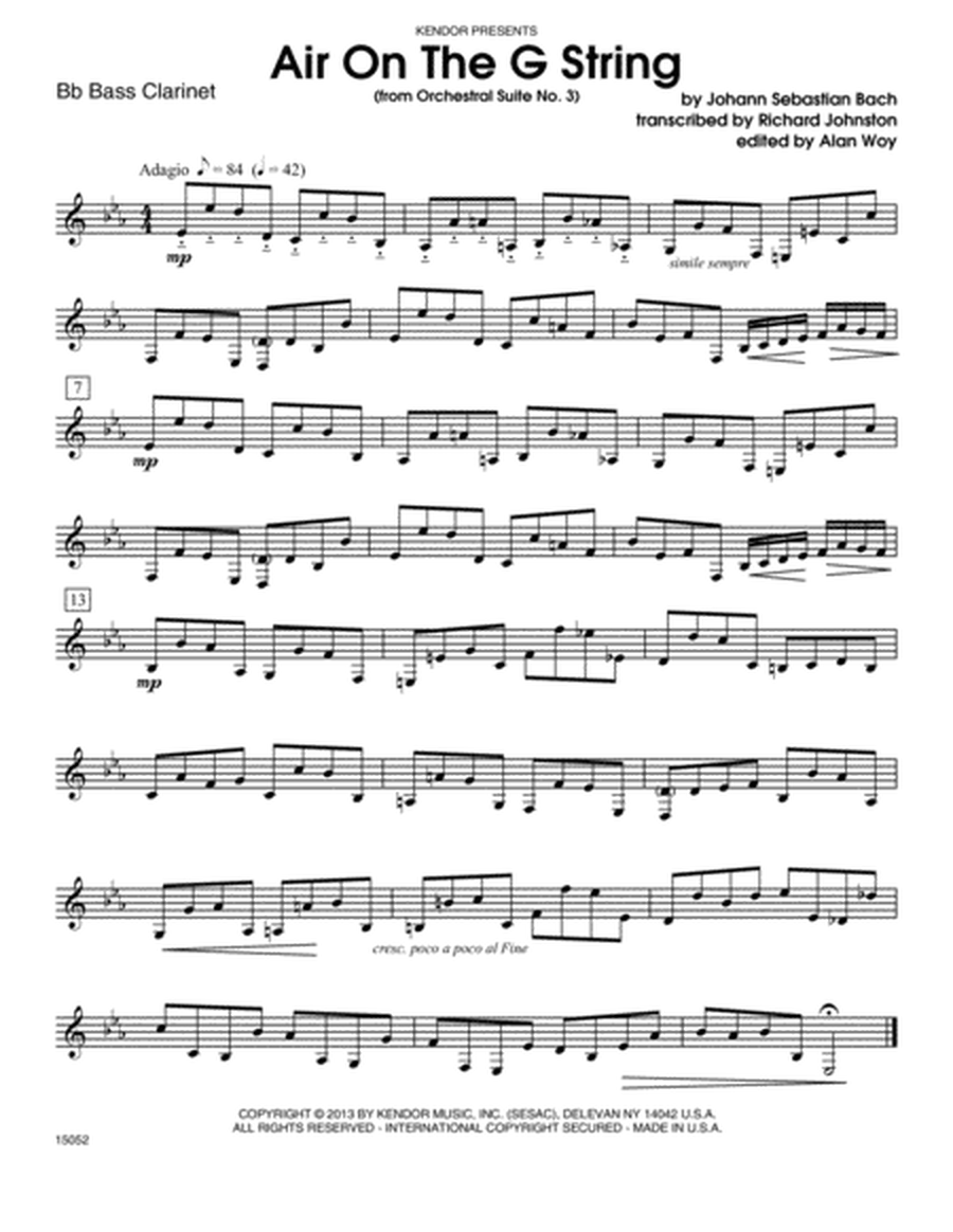Air On The G String (from Orchestral Suite No. 3) - Bb Bass Clarinet