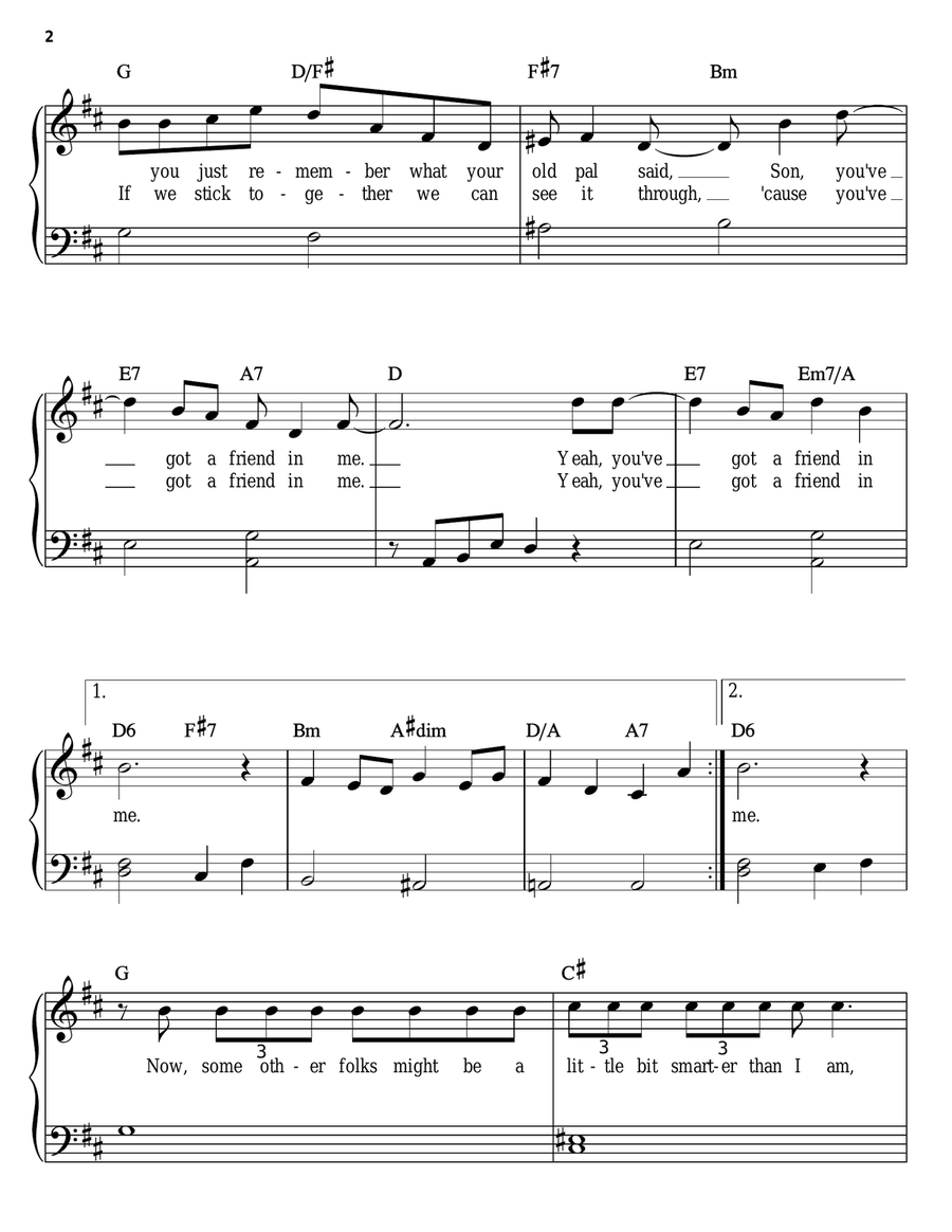 You've Got A Friend In Me (from Toy Story) Easy Piano scores gallery preview page 2