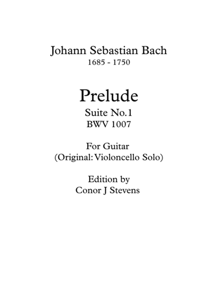 Suite No.1 Prelude BWV 1007 For Guitar image number null