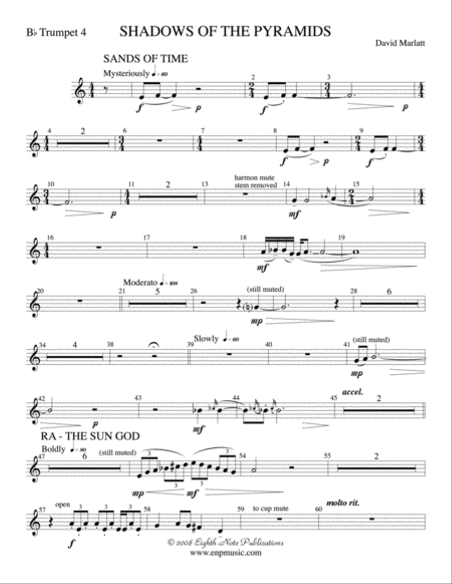 Shadows of the Pyramids: 4th B-flat Trumpet Concert Band scores gallery preview page 1